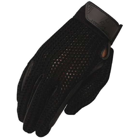 heritage crochet riding gloves, size 8, black