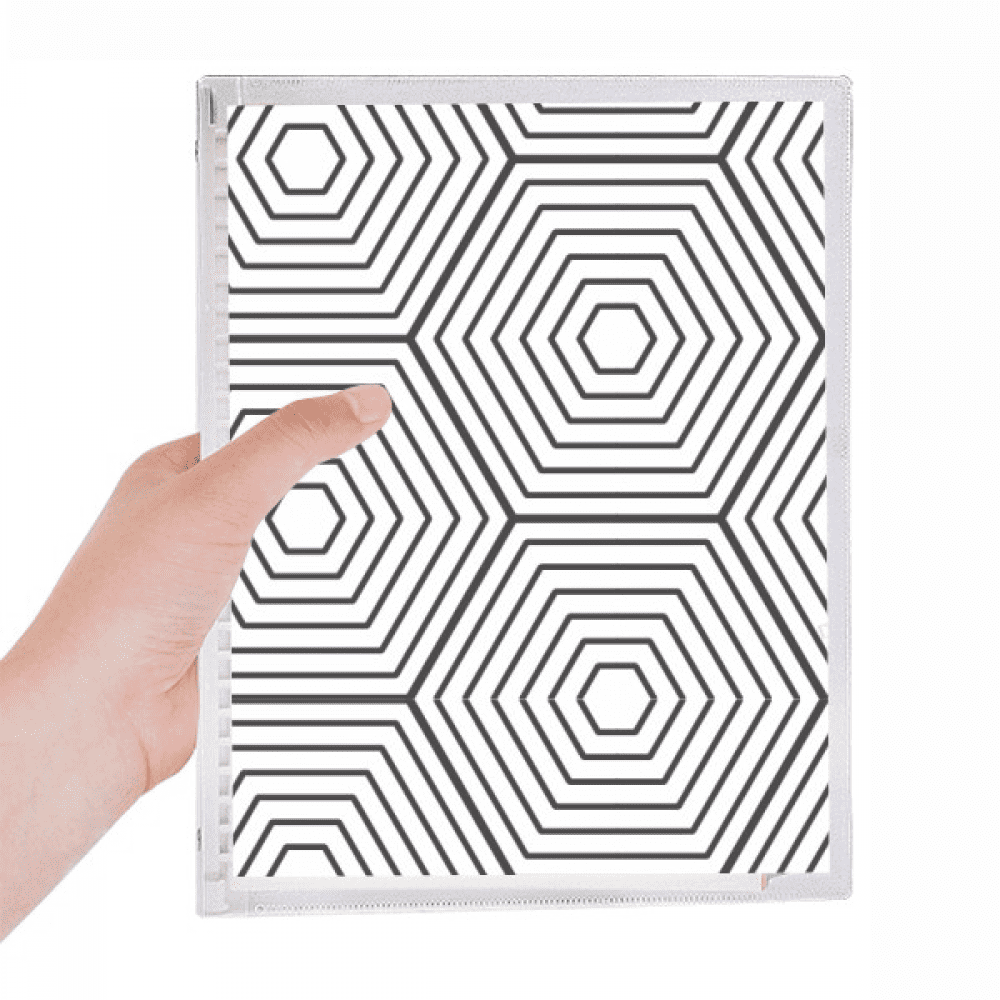 hexagon line art grain illustration pattern notebook loose diary refillable journal statiry