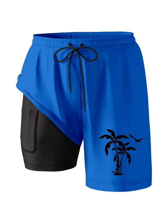 5 Inch Swim Trunks Men Elastic Waist Boardshorts for Men Stretchy Quick Dry Compression Liner Slim Fit Beach Swimming Shorts for Men