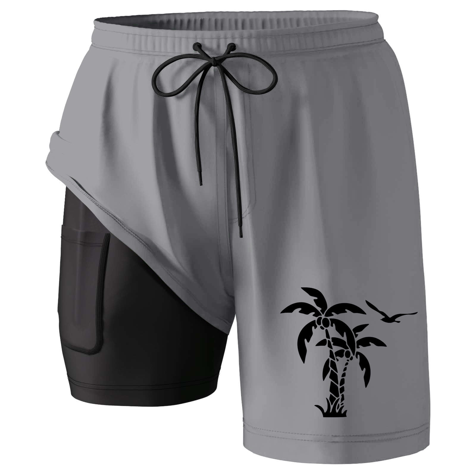 heyac Big and Tall Swim Trunks for Men 11 Inch High Elastic Waist Bathing Suit Swimsuit Quick Dry Compression Liner Comfy Beach Bathing Suit Beach Board Shorts