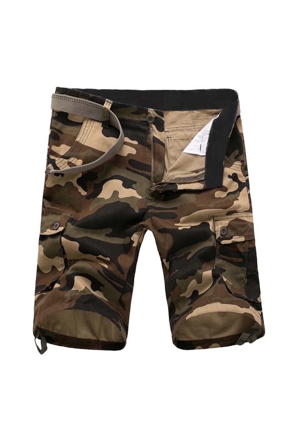 Camo Cargo Shorts for Men Big Tall Solid Color Jogger Streetwear Shorts Rip-Stop Hop Stretch Sweatpants Slim Fit Outdoor Trousers with Multi Pockets