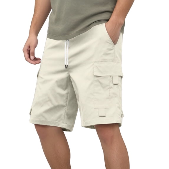 heyac Camo Cargo Shorts for Men Above Knee Stretch Elastic Waist Cargo Trousers Skinny Straight Leg Hip Hop Stretch Sweatpants Loose Fit Outdoor Trousers with Pockets