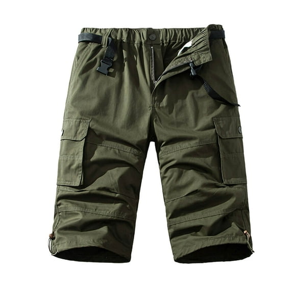 heyac Cargo Shorts for Men Elastic Waist Elastic Waist Drawstring Hiking Shorts Loose Straight Leg Streetwear Trousers Slim Fit Casual Cargo Shorts with Pockets