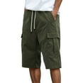 thumbnail image 1 of heyac Cargo Shorts for Men Elastic Waistband High Waisted 3/4 Work Travel Pants Breathable Hip Hop Stretch Sweatpants Relaxed Fit Outdoor Trousers with Multi Pockets, 1 of 7