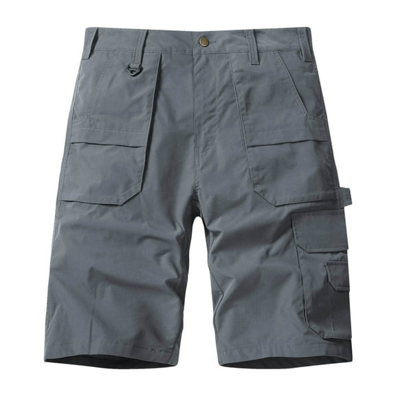 heyac Cargo Shorts for Men Stretch Waist Baggy Elastic Waist Drawstring Capri Long Twill Cargo Shorts Straight Leg Hop Trousers Snug Fit Casual Cargo Shorts with Multi Pockets