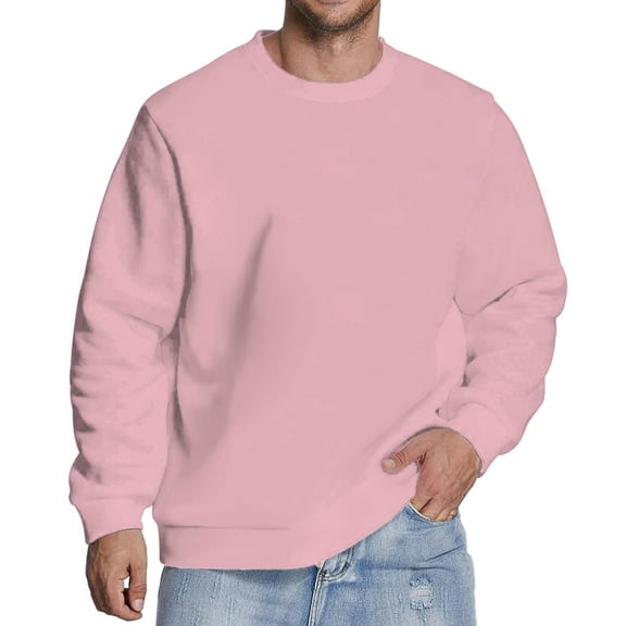 heyac Crewneck Sweatshirt Men Crew Neck Casual Long Sleeves Loose Casual Drop Shoulder Crewneck Pullover for Men Trendy Sweatshirt Available In Big & Tall,Pink,XXL