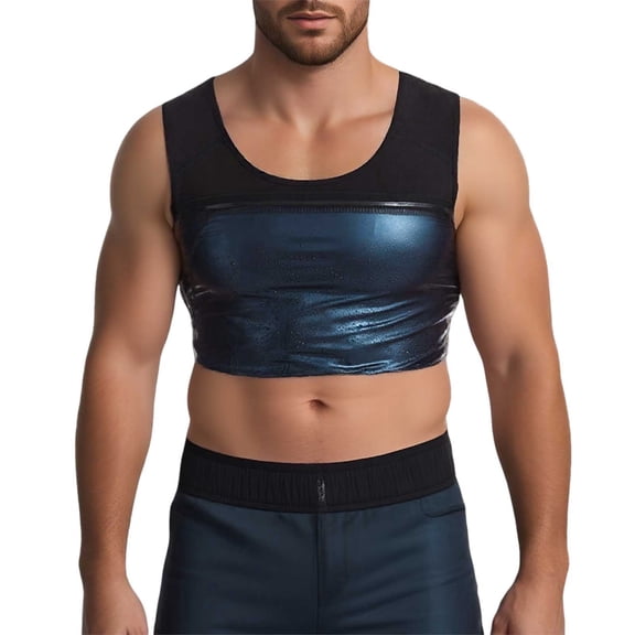 heyac Men Sauna Vest Hot Sweat Waist Trainer Corset Neoprene Tank Top Shapewear Shirt Workout Suit