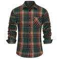 thumbnail image 1 of heyac Men's Button Down Shirts Collar Button Up Plaid Dress Shirts Ethnic Roll-Up Sleeve Breathable Pullover Top, 1 of 4