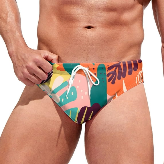 heyac Men's Sexy Swim Underwear Briefs Fashion Board Shorts Stretchy Swimsuit Boyshorts,Orange,S