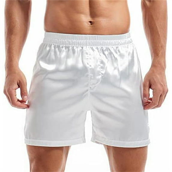 heyac Men's Silky Satin Boxers Shorts Pajama Shorts Bottom Loose Satin Underwear Sleepwear Boxers