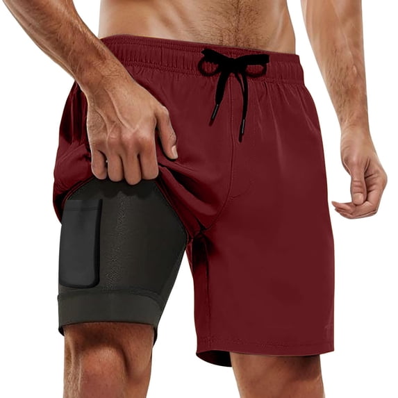 heyac Men's Swim Trunks 9 Inch Prints Mens Board Shorts Stretchy Quick Dry with Compression Liner Stretchy Upf Beach Bathing Suit Beach Board Shorts