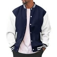 thumbnail image 1 of heyac Men's Varsity Baseball Jacket Casual Letterman Bomber Jacket Windbreaker Lightweight Jacket,Navy,L, 1 of 5