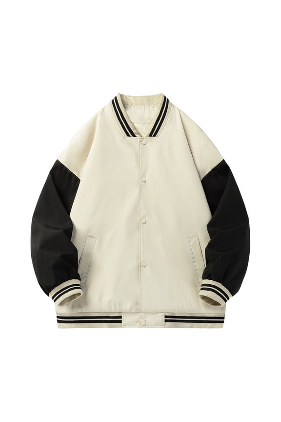 Men's Varsity Jacket Baseball Jackets Windbreaker Lightweight Slim Fit Button Down Letterman Jacket