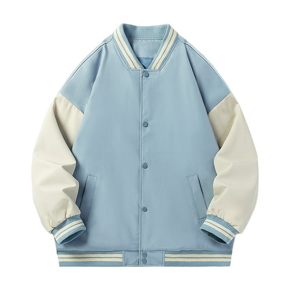 heyac Men's Varsity Jacket Baseball Jackets Windbreaker Lightweight Slim Fit Button Down Letterman Jacket