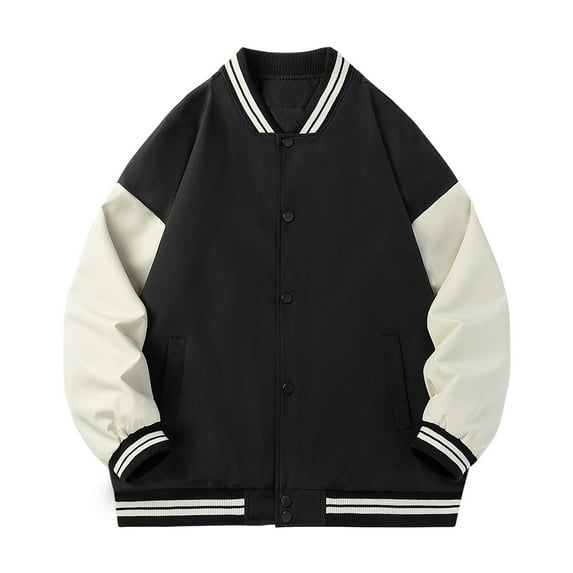 heyac Men's Varsity Jacket Baseball Jackets Windbreaker Lightweight Slim Fit Button Down Letterman Jacket