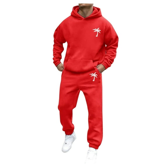 heyac Mens 2 Piece Outfits Long Sleeve PantsBig and Tall Matching Outfits Casual Athletic Fit Sweatsuit Long Sleeve Hoodies and Sweatpant Set