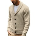 thumbnail image 1 of heyac Mens Cardigans Long Sleeve V Neck Knitted Outerwear Cable Knitted Button Front Mens Sweater with Pockets, 1 of 5
