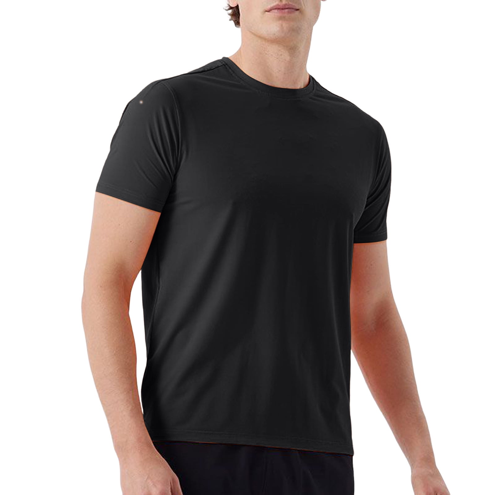 heyac Mens Plain T Shirts Cotton Big and Tall Drop Shoulder Muscle ...