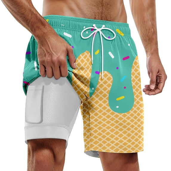 heyac Mens Swim Trunks 7 Inch Inseam Gradient Quick Dry Men's Board Shorts Stretchy Upf Summer Beach Men Swim Brief
