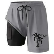 HEYAC Swim Trunks Men 5 Inch Compression Liner Quick Dry High Elastic Waist Mens Swim Shorts Compression Liner Light Upf Swimming Shorts for Men,Z03-Orange,XXXL