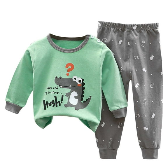 heyac Pajama Set for Kids Boys Long Sleeve Pullover Top Crewneck 2 Piece Sleepwear Pjs for Kids Dinosaur Print Children Loungewear Sets Trendy Pajamas for Toddler Boys 6