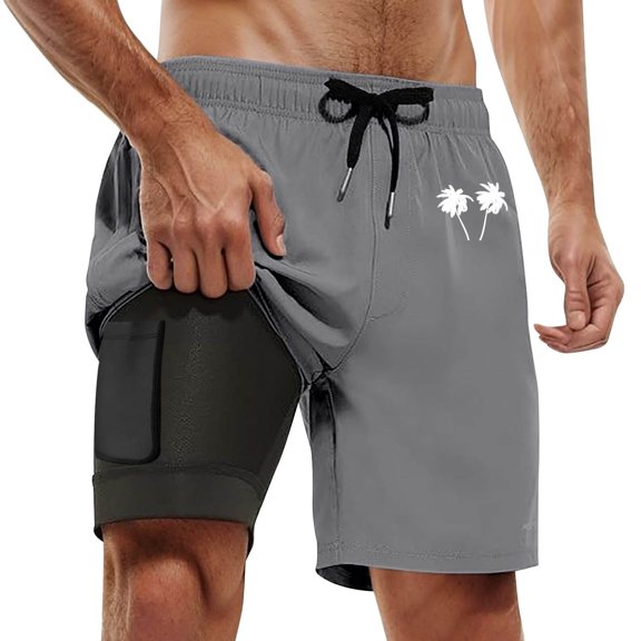 heyac Swim Trunks Men 5 Inch Mesh Liner Elastic Waist Men's Board Shorts Stretchy Quick Dry Soft Compression Liner Comfy Summer Beach Bathing Suit Beach Board Shorts