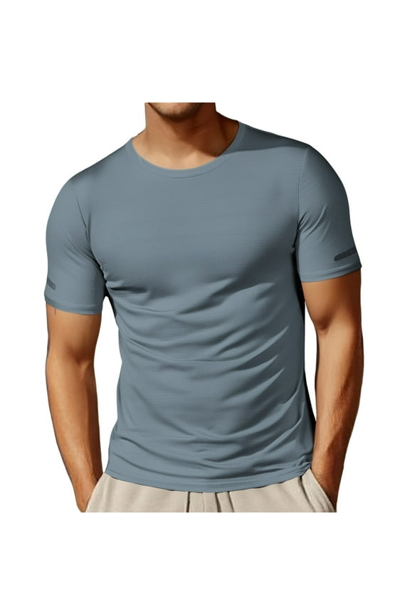 T-Shirt Men Big & Tall Free 4-Way Stretch Athleisure Short Sleeve Shirts Athletic Fit Casual Summer Outdoor Basic Activewear