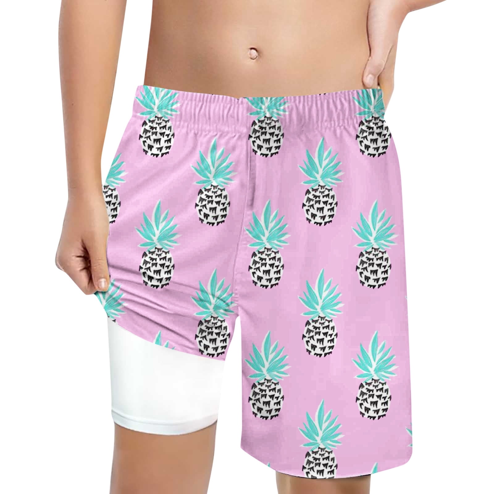 LUCOWEE Boys Swim Trunks With Compression Liner - Quick Dry, UPF 50+, Anti-Chafe, Drawstring Waist - View #4
