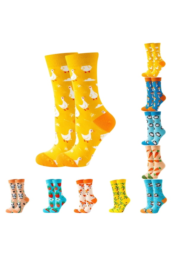 Womens Novelty Funny Funky Crew Socks Colorful Crazy Cute Funny Fruit Floral Pineapple Patterned Cotton Dress Socks