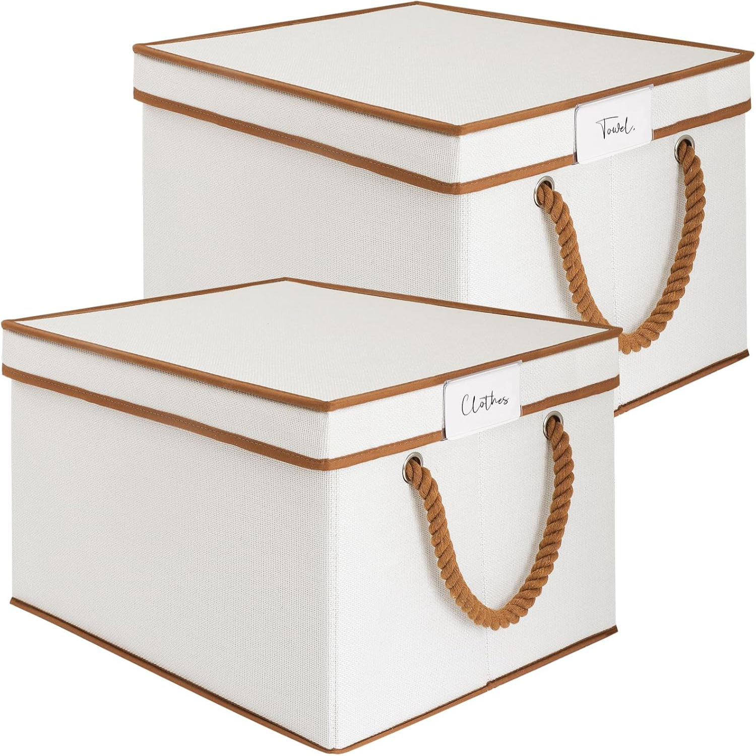 StorageWorks Closet Storage Bins, Trapezoid Organizer Box For Shelves, Fabric Clothes Bin, Foldable Organizing Baskets With Handles, Large, Mixing Of Beige, White & Ivory, 3-Pack - View #11