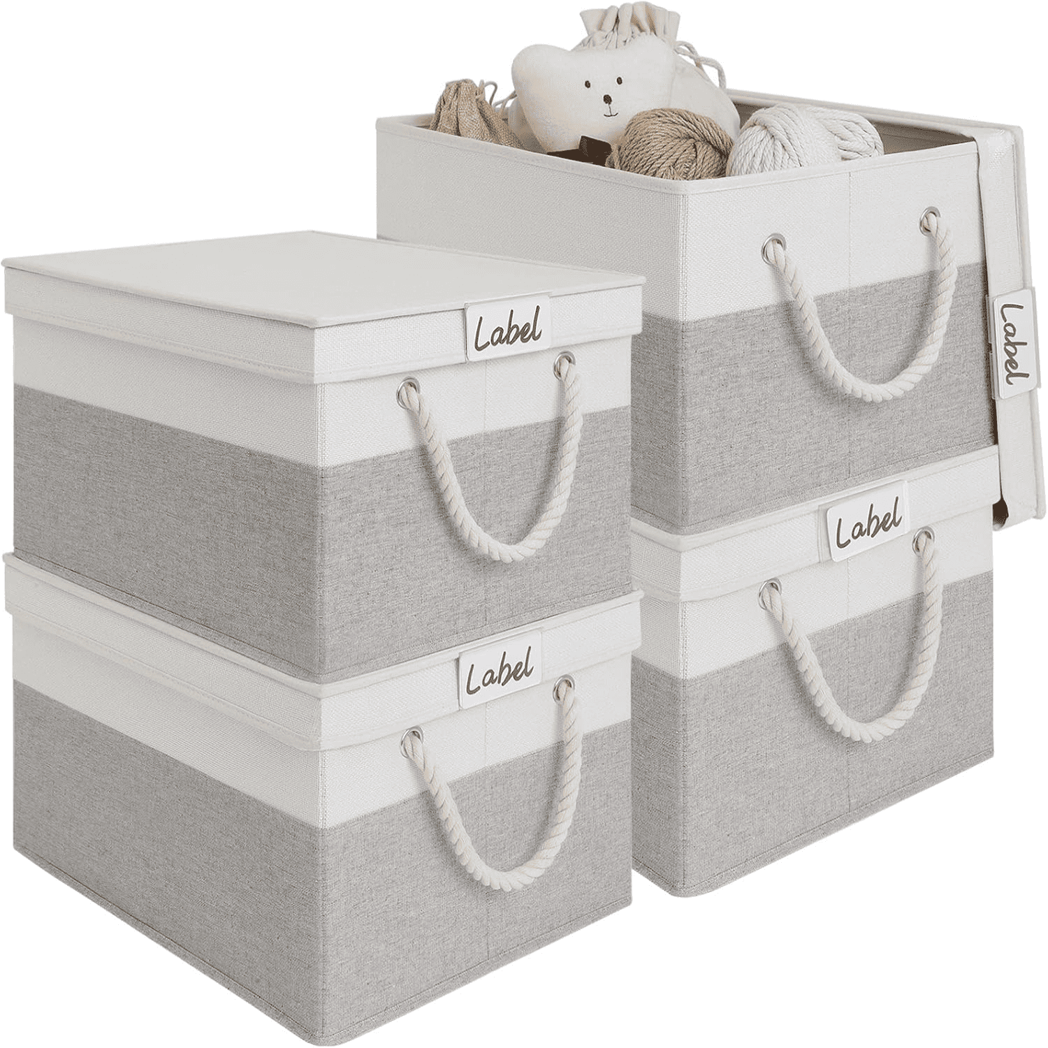 hfuj Fabric Storage Bins with Lids for Organizing Foldable Closet ...