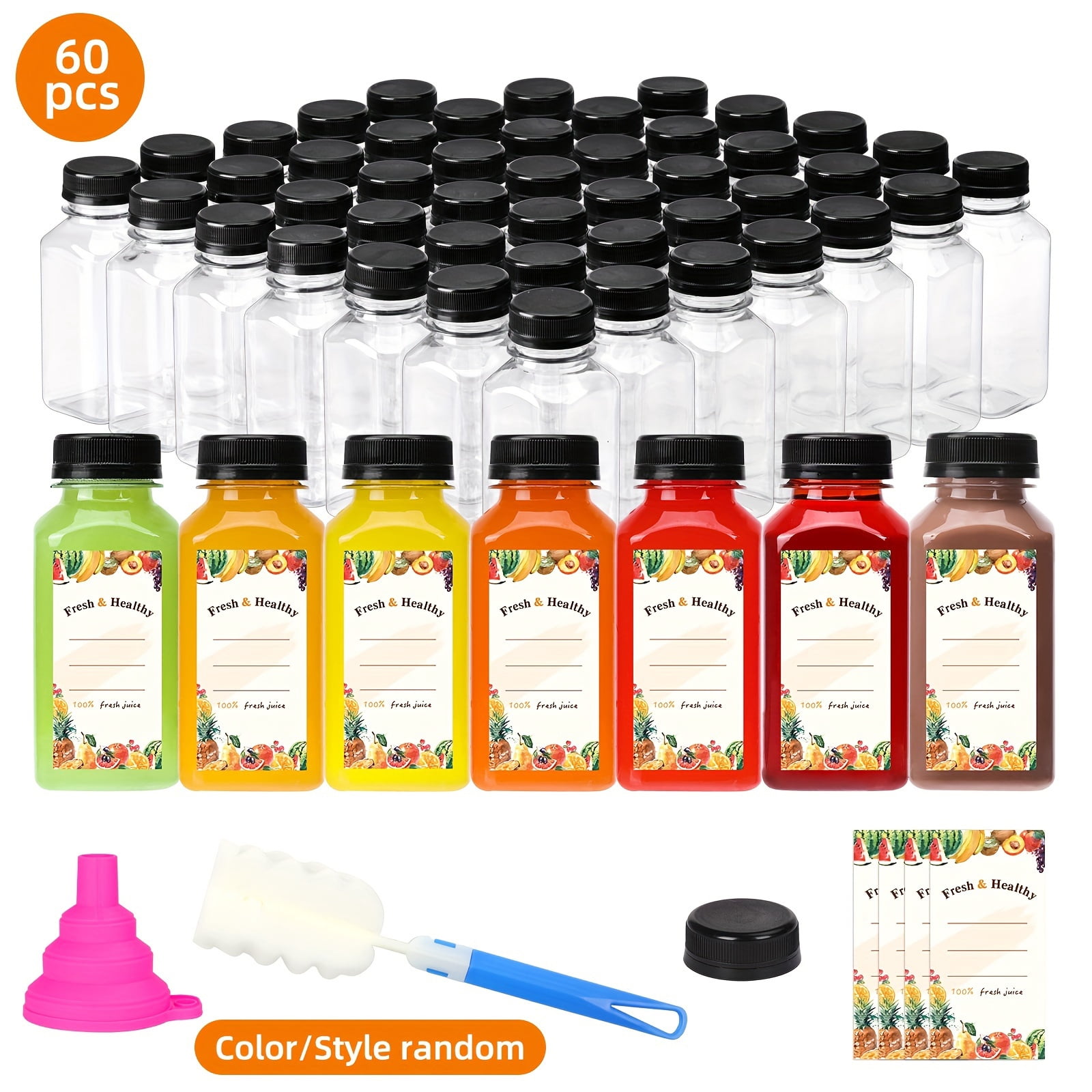 hghfhj 60/72/90Pack 8oz Empty Plastic Bottles with Leak-Proof Caps Food ...