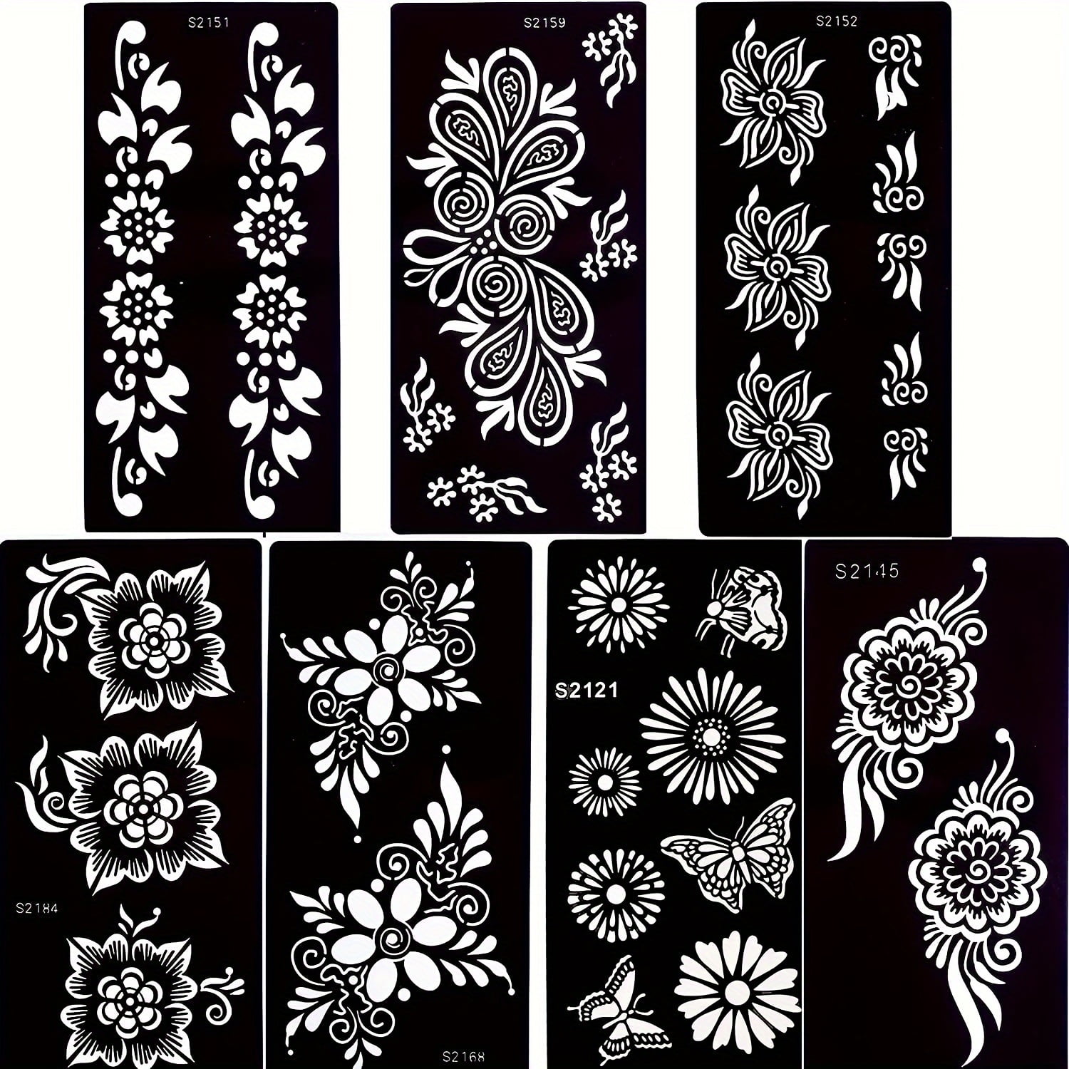 hghfhj 7 Pack GLARYYEARS Floral Fantasy Oblong Temporary Tattoo