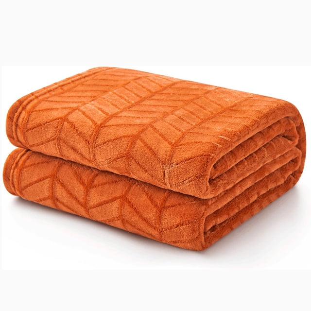 hghfhj Soft Brushed Flannel Throw Blanket Burnt Orange Fleece Blankets