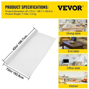 hghfhj   VEVOR 1.5mm 2mm PVC Table Cloth Transparent Clear Desk Cover Protector Plastic Soft Glass Waterproof Oilproof for Dining Table