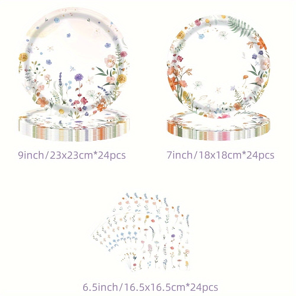 60-teiliges Blumen-Partygeschirr Set - Wildblumen Design Für 20 Gäste