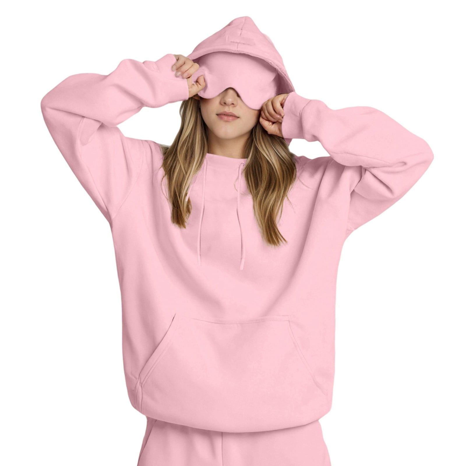 hgiogi Airplane Mode Travel Hoodie with Eye Mask Hidden Pockets