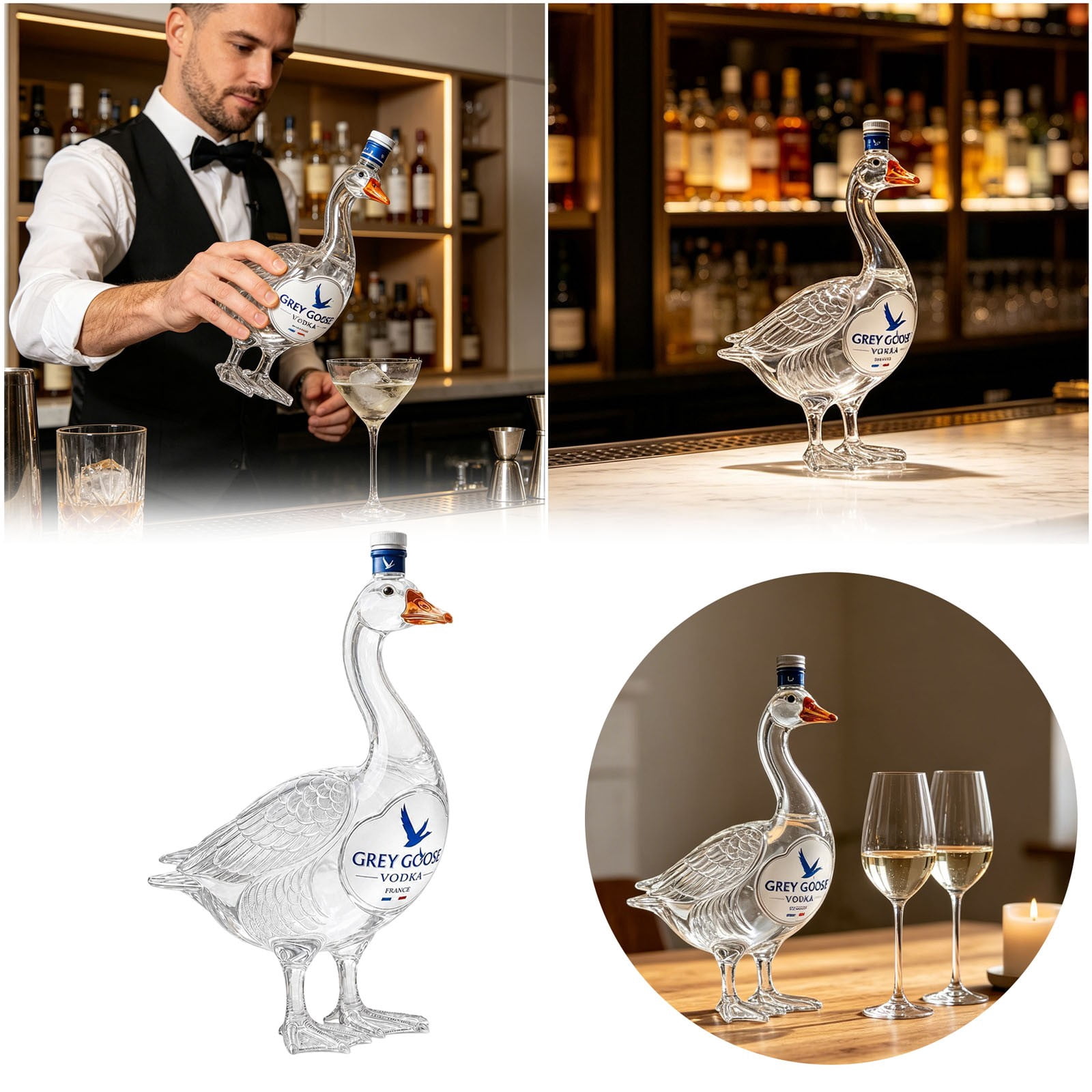 hgiogi Frosted Grey Goose Glass Bottle 350ml/11.84oz Decorative Liquor ...