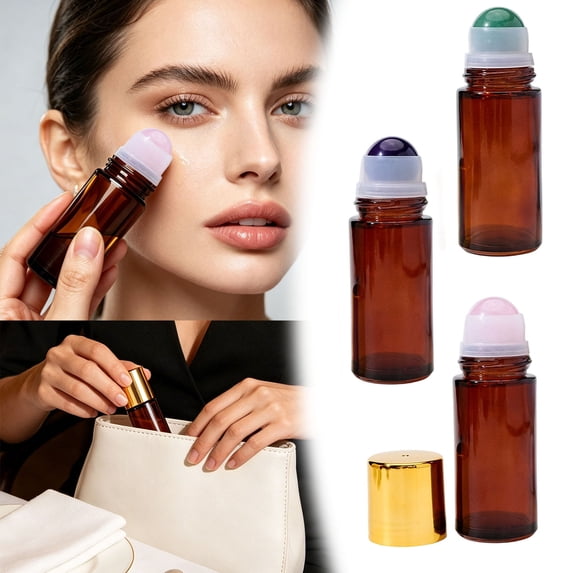 hgiogi Glass Roll On Bottles Empty Leak 4oz -Proof DIY Deodorant Amber Glass Roller Container for Essential Oils Perfume Cosmetics