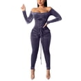 thumbnail image 1 of hgsbede Jumpsuits for Fashion Women Off Shoulder Bandage Jumpsuit Solid Bodysuit Playsuit Romper, 1 of 7