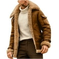 thumbnail image 1 of hgsbede Men Plus Size Solid Turndown Winter Thicken Cool Zipper Patchwork Jacket Coats, 1 of 3
