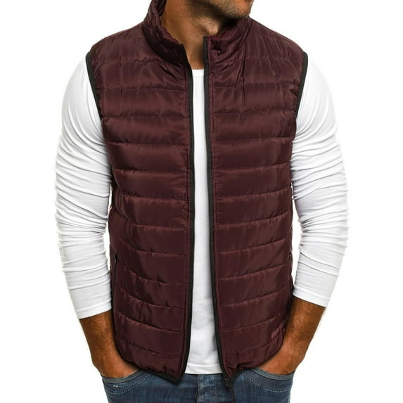 hgsbede Men's Autumn Winter Zipper Fashion Pure Color Waistcoat Vest Top Coat