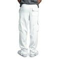 thumbnail image 1 of hgsbede Men's Drawstring Elastic Waist Solid Color Pocket Trousers Loose Movement, 1 of 6