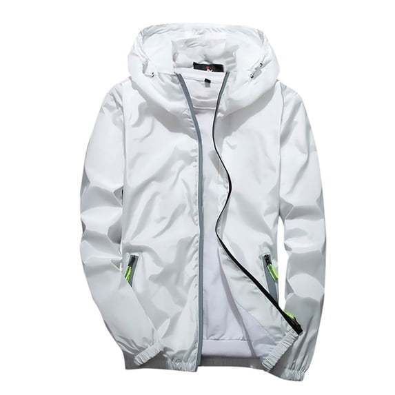 hgsbede Men's Plus Size Pure Color Plus Size Hoodie Reflective Zipper Outdoor Sport Coat