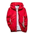thumbnail image 1 of hgsbede Men's Plus Size Pure Color Plus Size Hoodie Reflective Zipper Outdoor Sport Coat, 1 of 7