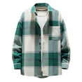 thumbnail image 1 of hgsbede Men's Plus Size Single-Breasted Casual Plaid Woolen Shirt Jacket Top, 1 of 3