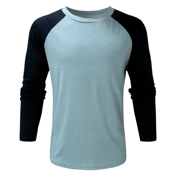 hgsbede Men's Round Neck Raglan Sleeves Color Matching Casual Long-sleeved Shirts
