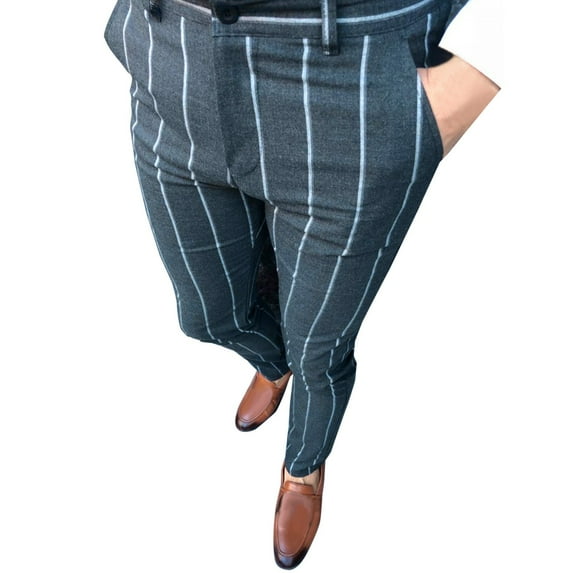hgsbede Men's Striped Business Straight Slim Fit Pants