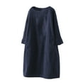 thumbnail image 1 of hgsbede Plus Size Women Leisure Vintage Corduroy Long Sleeve Dress with Pockets Loose Solid Dress, 1 of 6