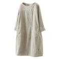 thumbnail image 1 of hgsbede Plus Size Women Leisure Vintage Corduroy Long Sleeve Dress with Pockets Loose Solid Dress, 1 of 6
